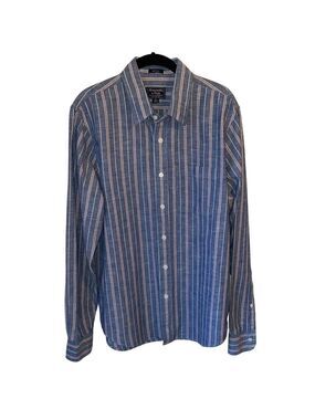 Men’s Abercrombie & Fitch Blue and Pink Muscle Long Sleeve Button Down XL